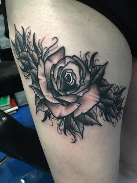 Tattoos - Rose with leafs by Jake - 132692